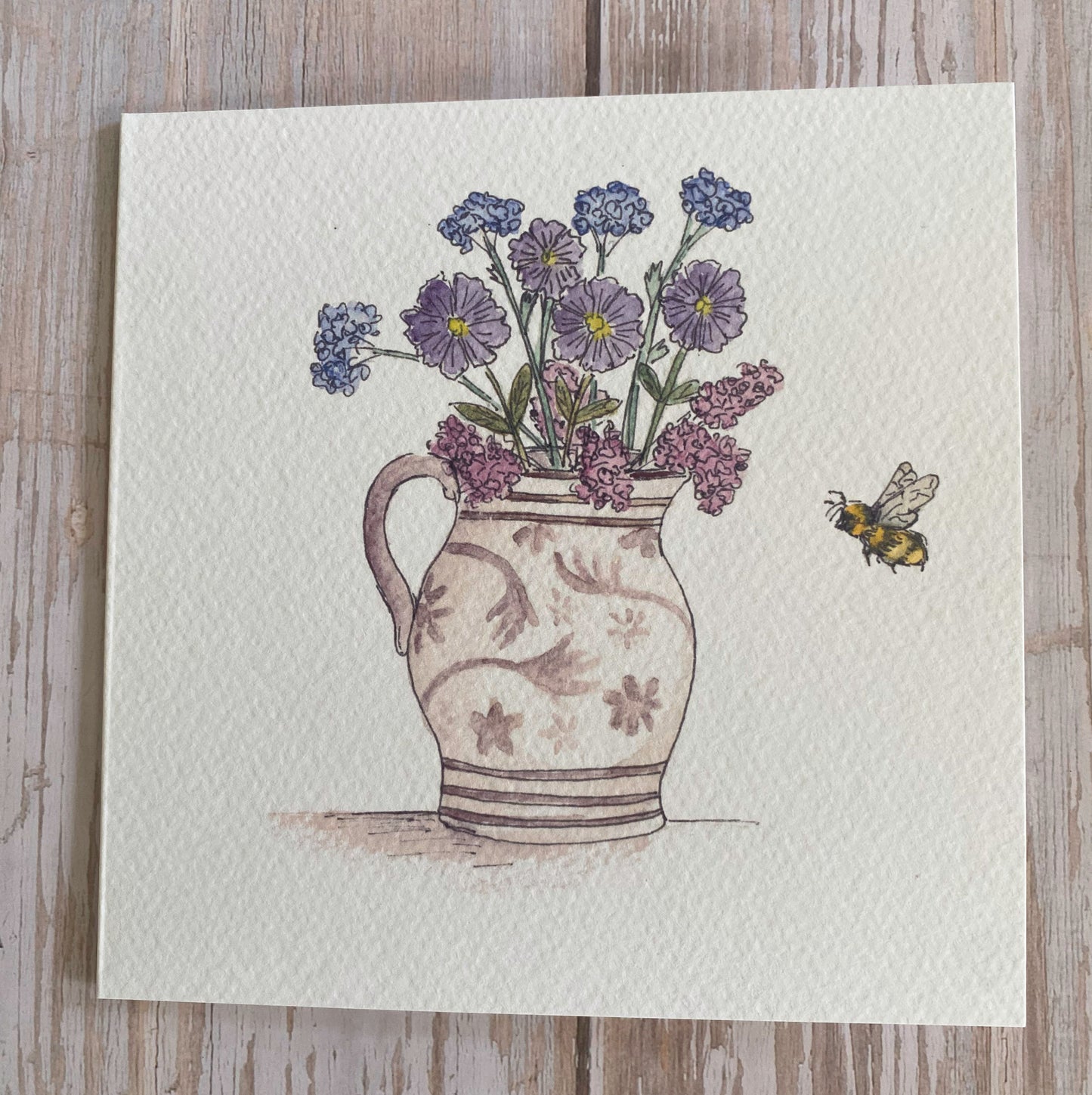 Patterened Jug & Flowers Card