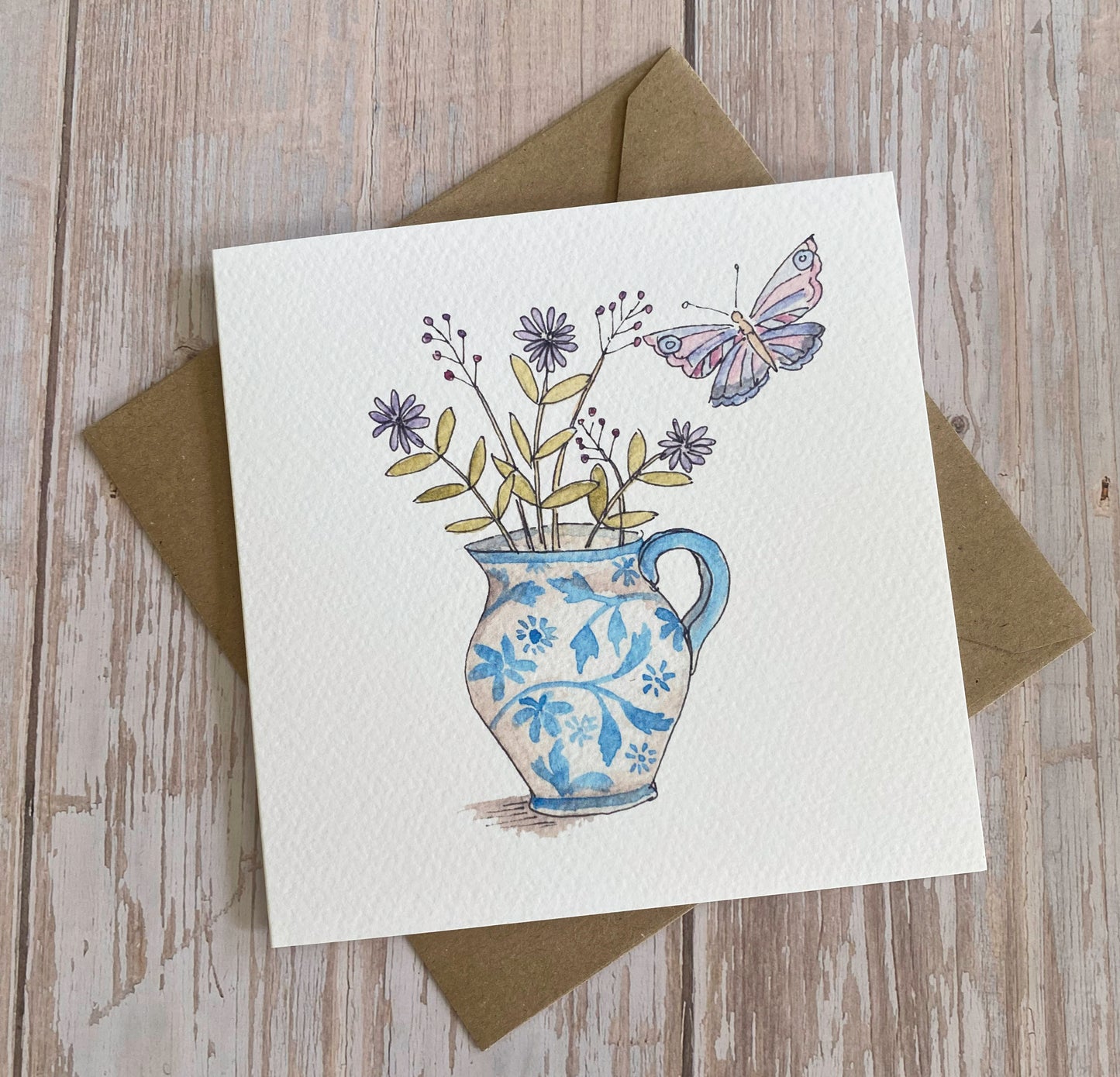 Blue & White Jug & Flowers