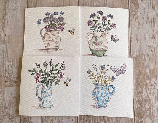 Flower Jug Set of 4 cards