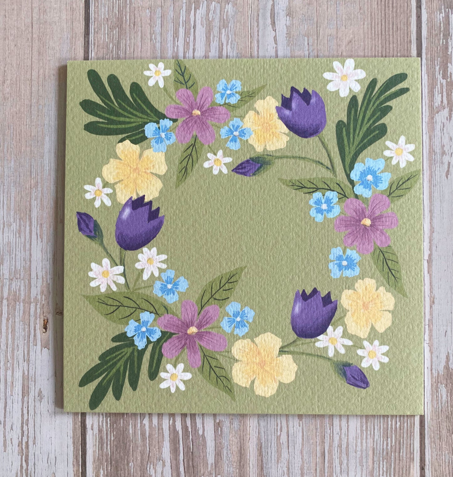 Spring Flower Wreath Set of 4 Cards